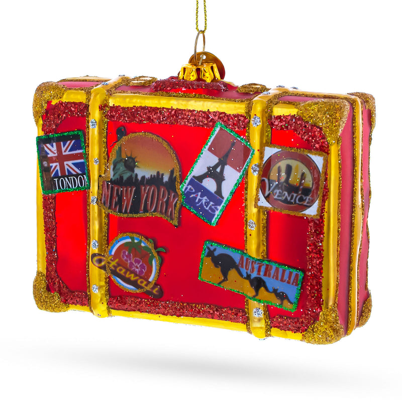 Well-Traveled Suitcase - Blown Glass Christmas Ornament