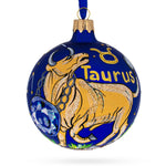 Starry Night Taurus: Zodiac Horoscope Sign Blown Glass Ball Christmas Ornament