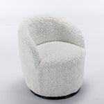 360° Swivel Artificial Rabbit Hair Fabric Swivel Accent Armchair Barrel Chair