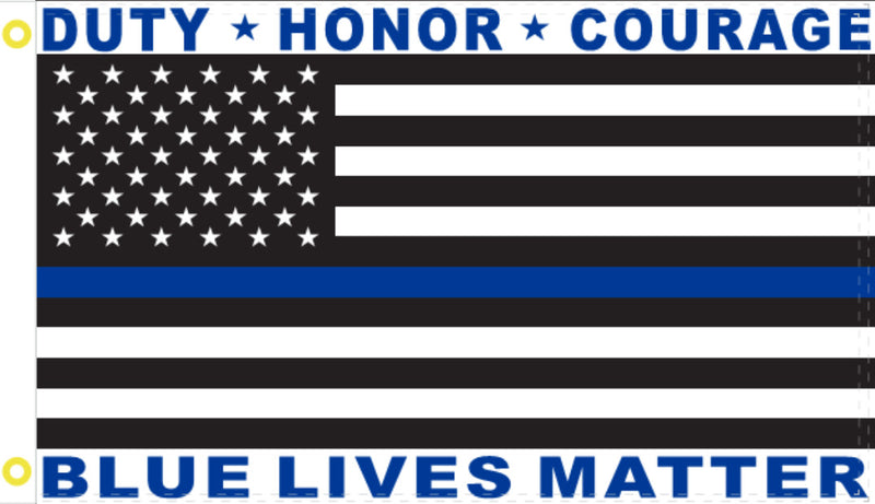 Duty Honor Courage Police Memorial Blue Lives Matter 3X5 Flag Rough Tex 100D