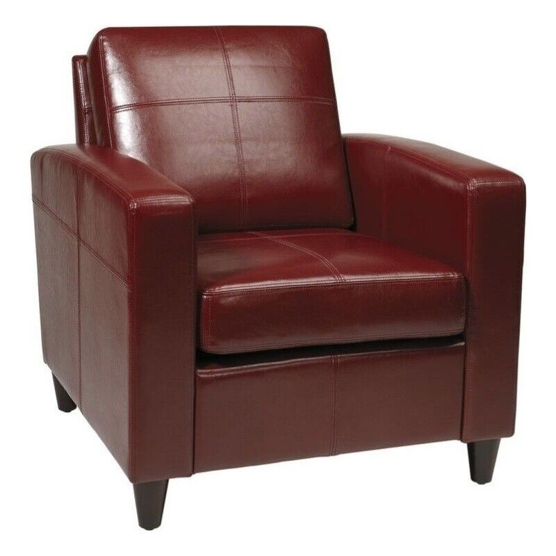 18.75'' Modern Faux Leather Upholstered Club Chair In Red