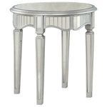 Royal Glam Round Mirrored Glass End Table In Silver