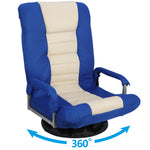 360 Degree Swivel Gaming Floor Chair Folding Swivel With Armrest Adjustable Blue