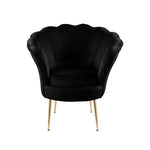 Angelina Velvet Scalloped Back Accent Chair With Metal Legs In Black