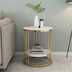 Real Stone Sofa Side Table Marble Round End Table Modern Small Accent Home Decor