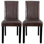 Dining Room Parson Chairs Set Of 2 Wood Pu Leatherette Padded Waterproof Brown