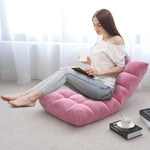 Foldable 14-Position Adjustable Floor Chair Cushioned Lazy Sofa Comfort Pink