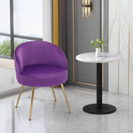 Purple Upholstered Accent Chair Modern Tufted Velvet Seat Bedroom Makeup Stool