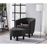 Polyester Fabric Accent Chair With Ottoman In Dark Gray