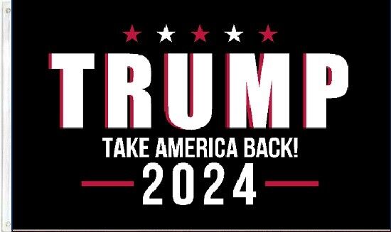 3x5 TRUMP TAKE AMERICA BACK TRUMP 2024 BLACK FLAG BANNER GROMMETS