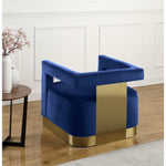 Armani 18.5"H Velvet Accent Chair In Navy And Gold