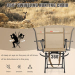 Swivel Hunting Chair Foldable Mesh Chair W/ Armrests For Outdoor Activities