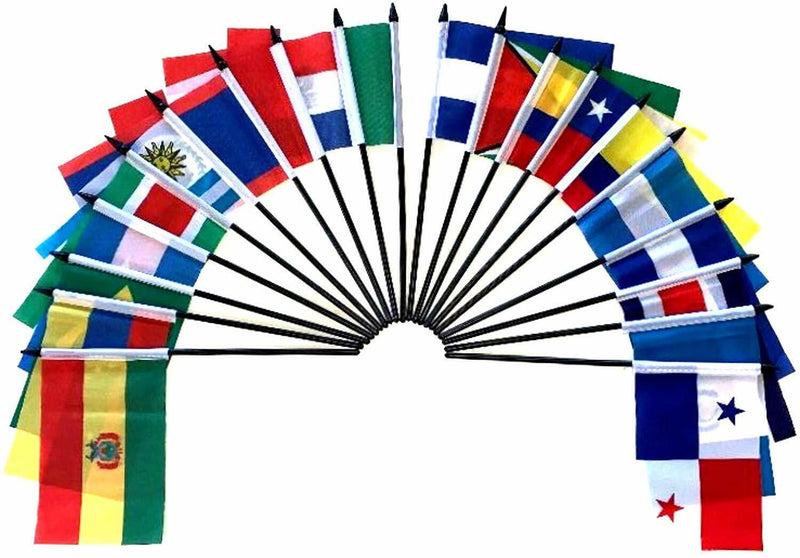 Central and South America World Desk Flag SET-20 Polyester 4"x6" Flags