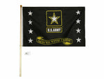 5' Wood Flag Pole Kit Bracket W/ 3X5 Us Army Star Served With Pride Black Flag