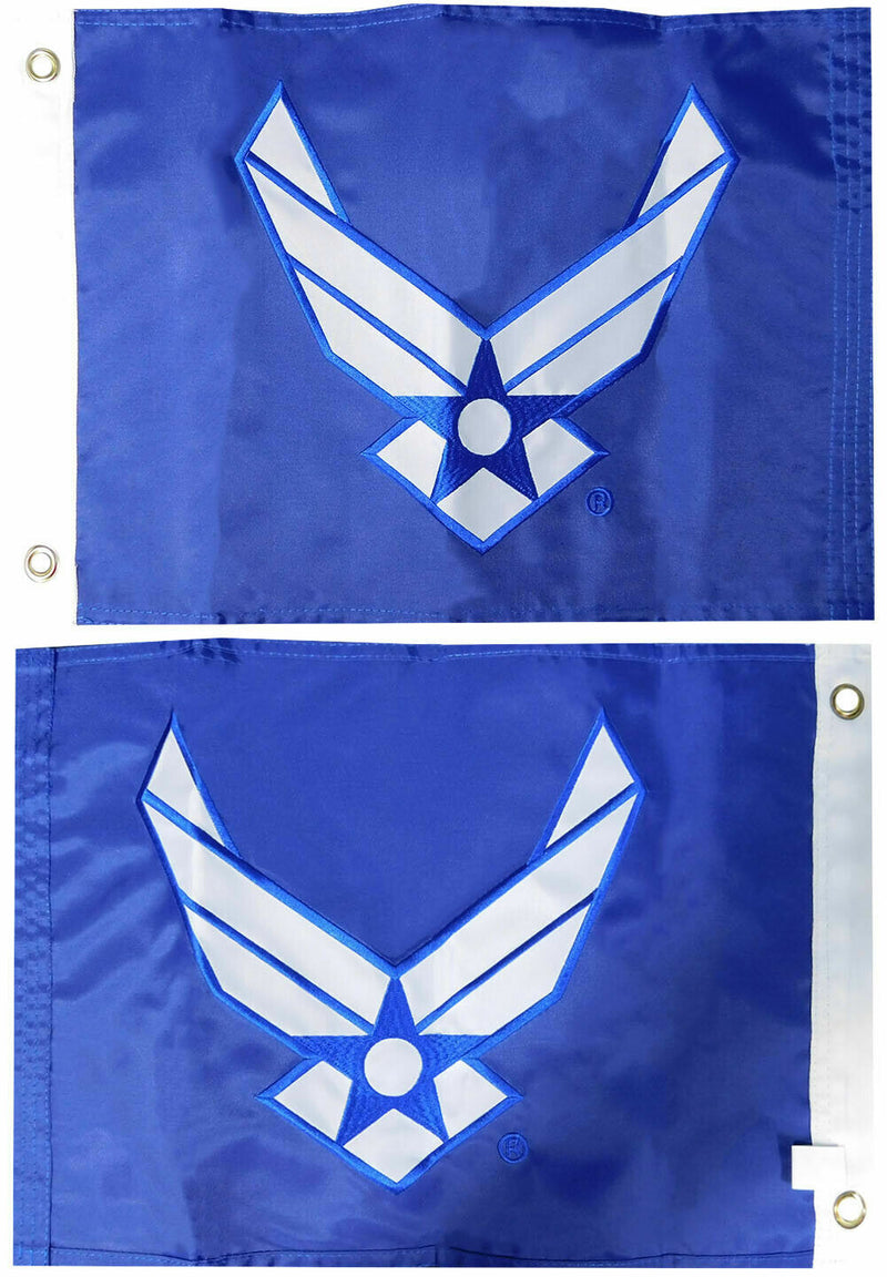 Air Force Wings Blue No Letters 12X18 Double Sided Nylon Embroidered Boat Flag