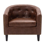 Living Room Bedroom Pu Leather Tufted Barrel Chair Tub Chair