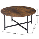 Round Coffee Table X Shaped Metal Frame Dinning Table Indoor Office Home Use