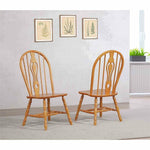 Selections Keyhole Windsor Dining Side Chairs in Light Oak Solid Wood Set of 2