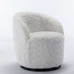 360° Swivel Artificial Rabbit Hair Fabric Swivel Accent Armchair Barrel Chair