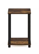 Rustic Brown Black End Table Plant Stand Wooden Side Accent Pedestal Nightstand