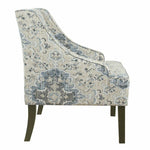 Traditional Fabric Swoop Arm Accent Chair In Antiqued Blue