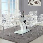 6 Pcs Modern Design Birch Sapling Plastic Dining Side Chairs Stackable White