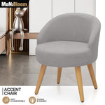 Grey Modern Tufted Velvet Fabric Accent Chair Upholstery Vanity Stool W/Wood Leg