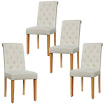 Set of 4 Tufted Dining Chair Parsons Upholstered Fabric Chair Wooden Legs Beige