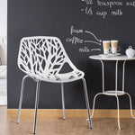 6 Pcs Modern Design Birch Sapling Plastic Dining Side Chairs Stackable White