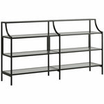 Sauder Harvey Park 3 Shelf 59" Metal Framed Glass Console Table in Black