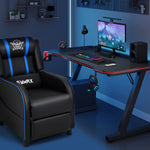 Massage Gaming Recliner Chair Pu Leather Single Recliner Sofa Chair Blue