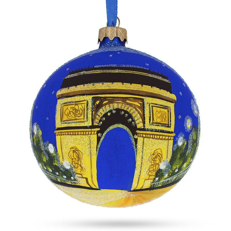 Triumphal Arch, Paris, France Glass Ball Christmas Ornament 4 Inches