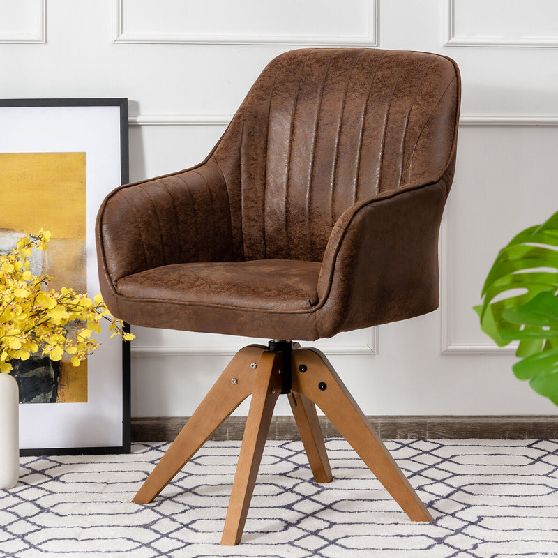 Giantex Mid Century Swivel Accent Chair Hot-Stamping Cloth Vanity Armchair