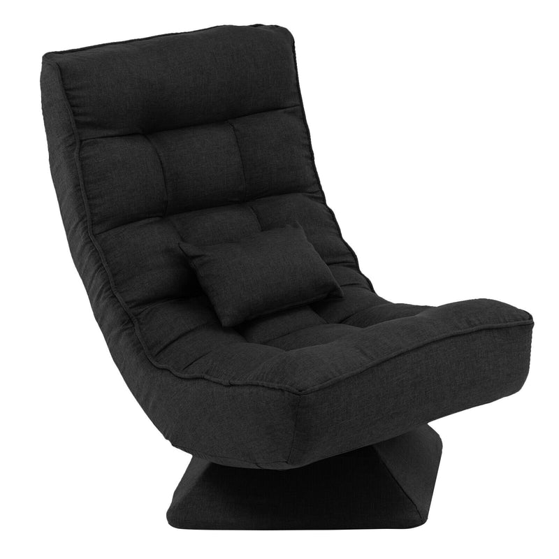 360° Swivel Floor Chair 5-Level Adjustable Lazy Chair w/ Massage Pillow Black