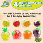 YoYa Toys Beadeez Squishy Fruit Stress Balls Toy (4-Pack) Tropical Designs Fille