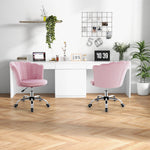 Velvet Petal Shell Chair Adjustable Mid-Back Vanity Leisure Armchair Home Pink