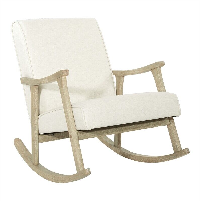 Gainsborough Rocker In Linen Cream Fabric With Brushed Finish Base