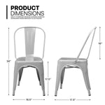 Grey[4 Pcs Stackable Metal Side Chair]Outdoor Restaurant Cafe Bistro Dining Seat