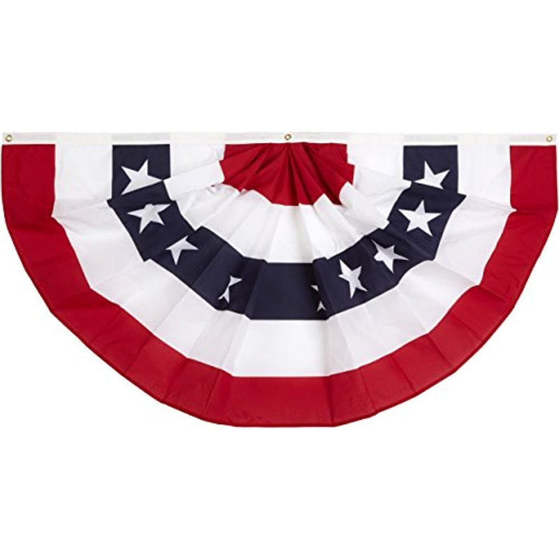 Pleated Full Fan Flag Bunting Decorations, Large, 3 X 6 Feet