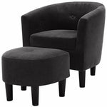 Polyester Fabric Accent Chair With Ottoman In Dark Gray