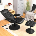 360°  PU Leather Lounge Accent Armchair Swivel Recliner Chair w/ Ottoman Black