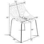 6 Pcs Modern Design Birch Sapling Plastic Dining Side Chairs Stackable White