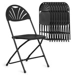 Black [10 Pcs Foldable Chairs] Portable Outdoor Gathering Wedding Seat W/Handle