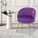 Purple Upholstered Accent Chair Modern Tufted Velvet Seat Bedroom Makeup Stool