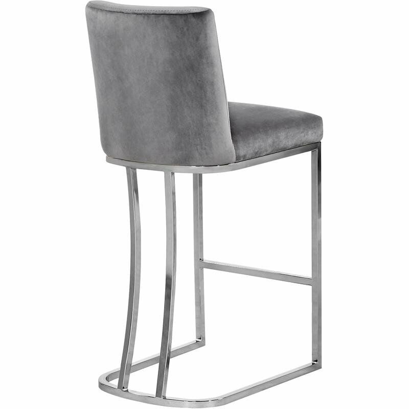 Meridian Furniture Heidi 26"H Velvet Counter Stool in Gray