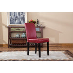 Roundhill Urban Style Solid Wood Leatherette Parson Chair in Red(Set of 2)