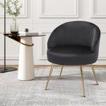 Black Modern Accent Chair Fabric Tufted Velvet Upholstered Armchair Vanity Stool