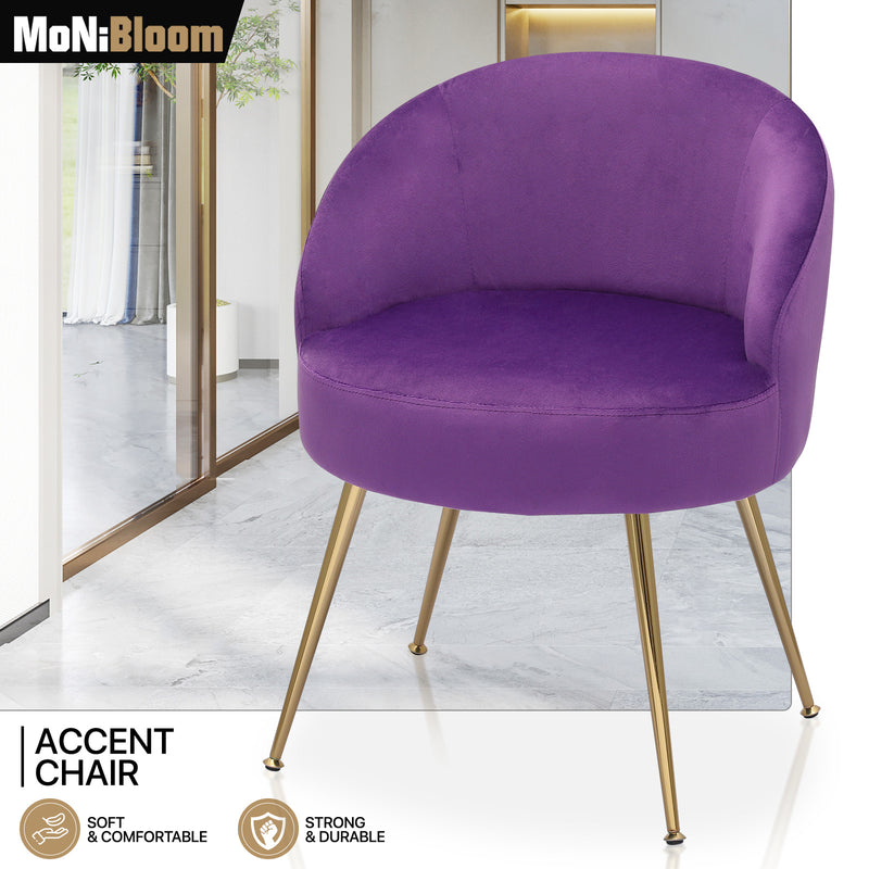 Purple Upholstered Accent Chair Modern Tufted Velvet Seat Bedroom Makeup Stool