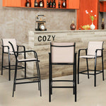 4 PCS Counter Height Stool Patio Chair Steel Frame Leisure Dining Bar Chair