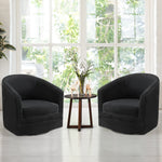 Giantex Set of 2 Swivel Barrel Chair Upholstered Velvet Accent Armchair Black